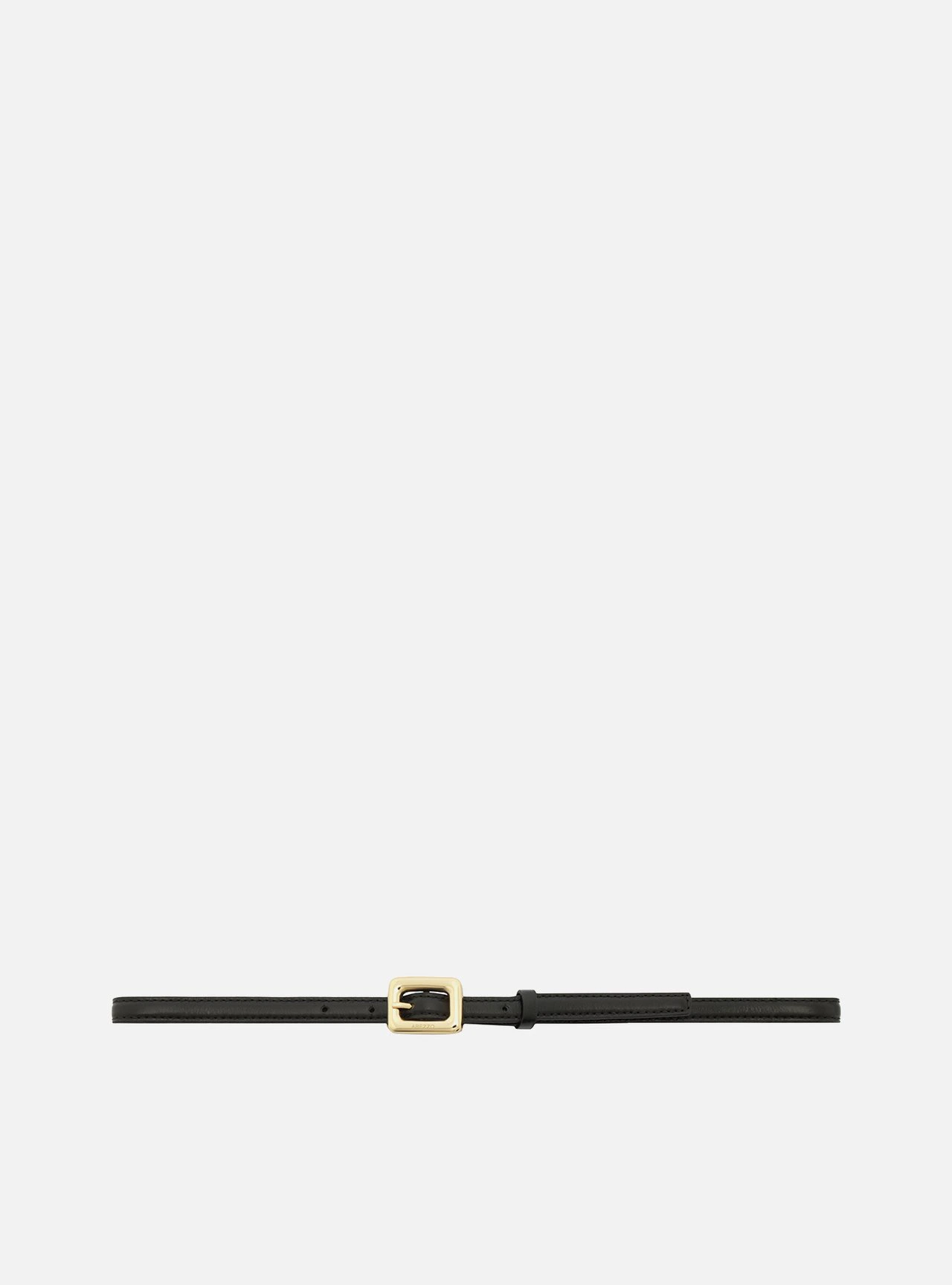 Cinto Preto Couro Fino Maxi Fivela Retangular