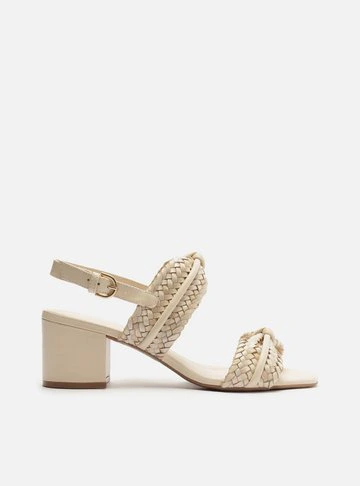 Sandália Off-White Bloco Tiras Largas Trançadas