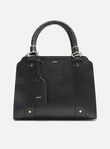 Bolsa Tote Couro Preta Piazza Média