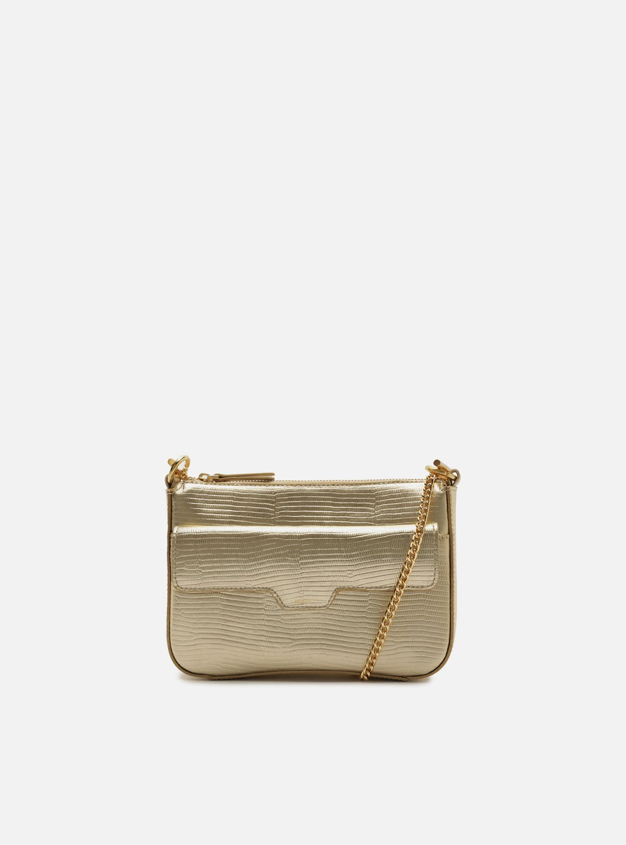 Bolsa Tiracolo Dourada Couro Pequena Corrente
