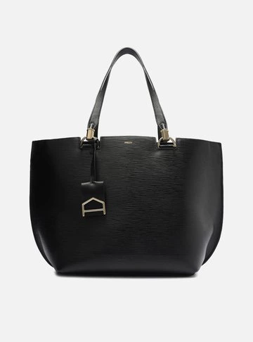 Bolsa Shopping Preta Couro Abraccio Grande