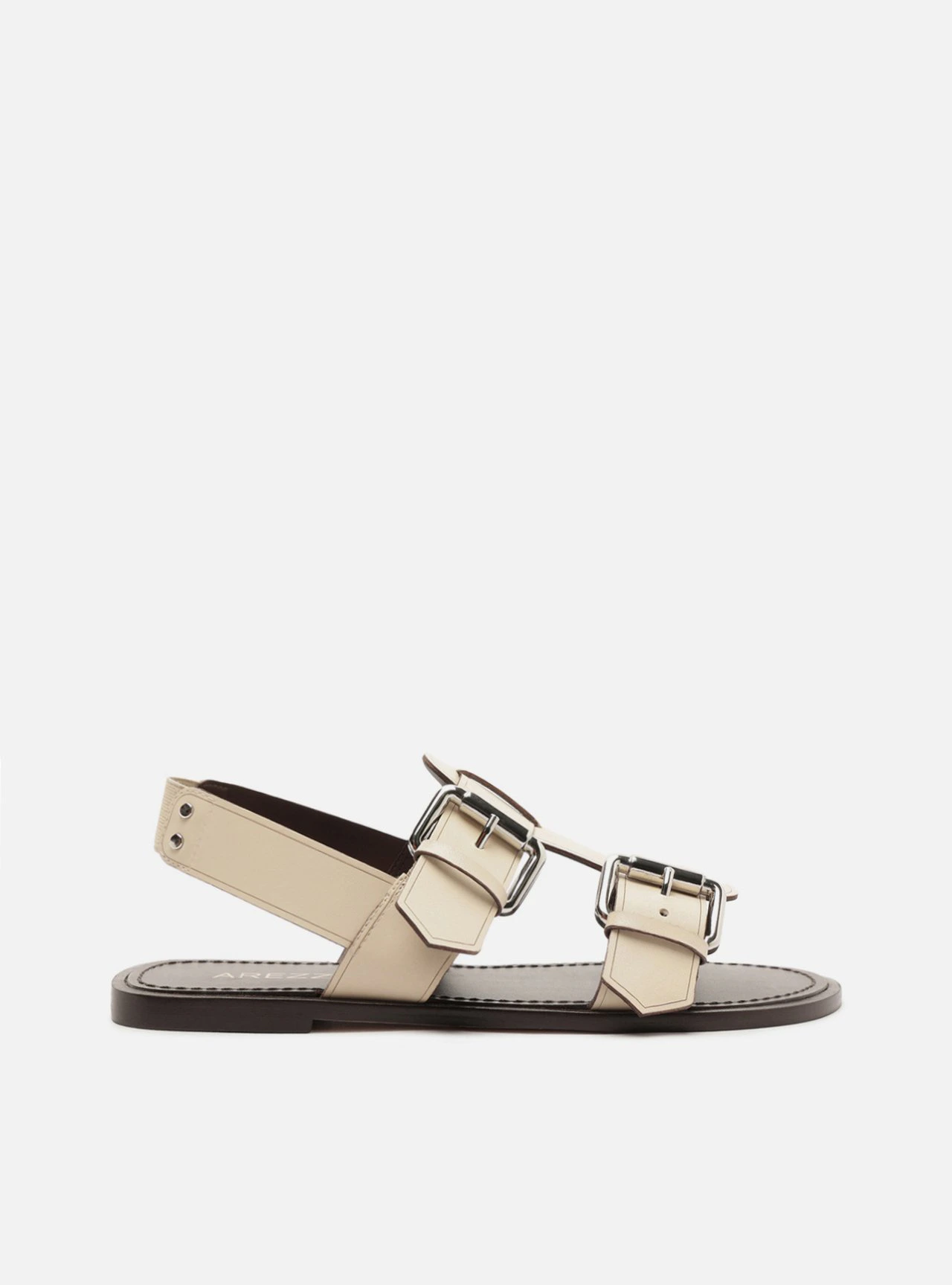 Sandália Rasteira Off White Fivelas