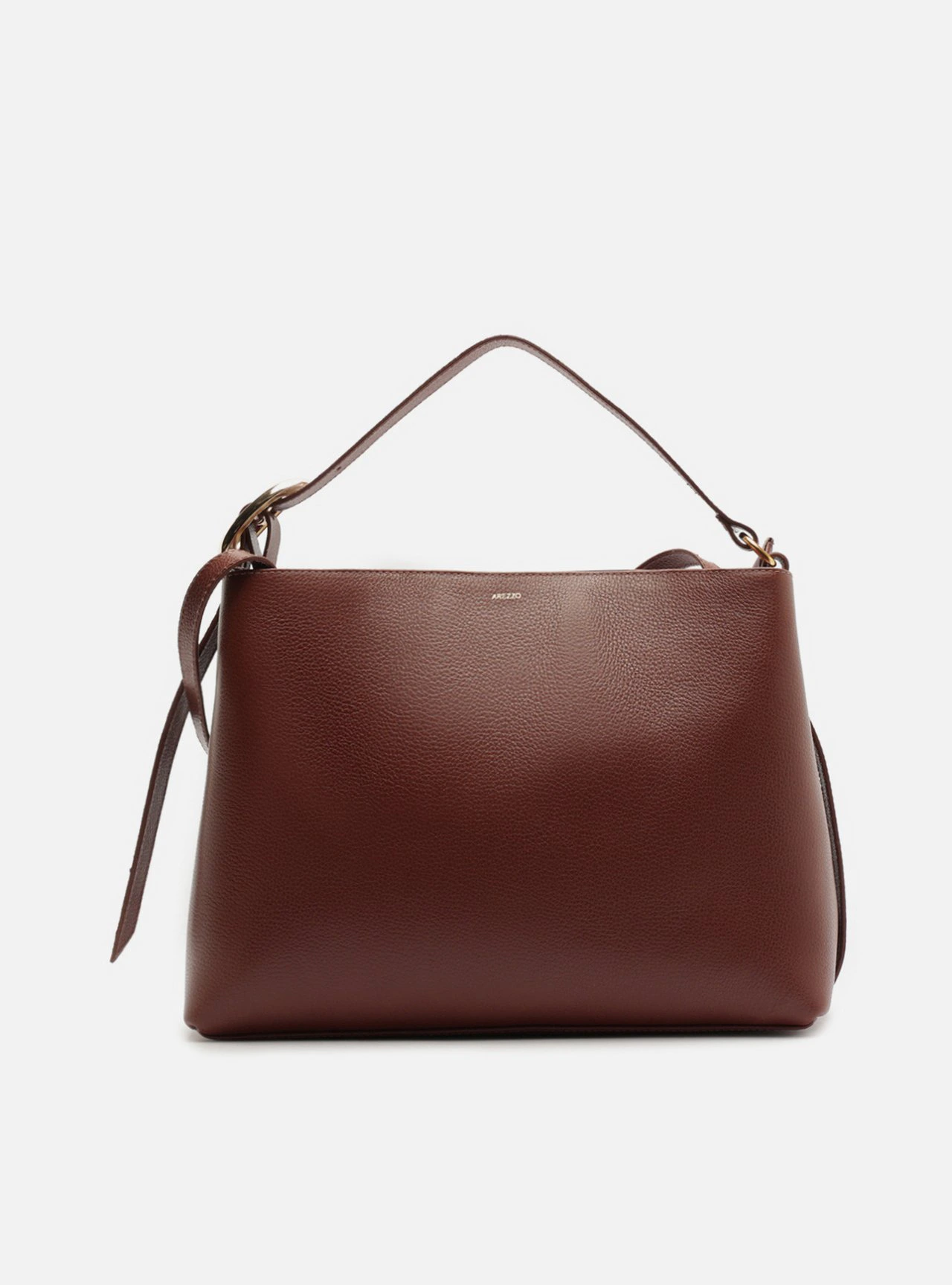 Bolsa Tote Marrom Escura Couro Grande Fivela Oval