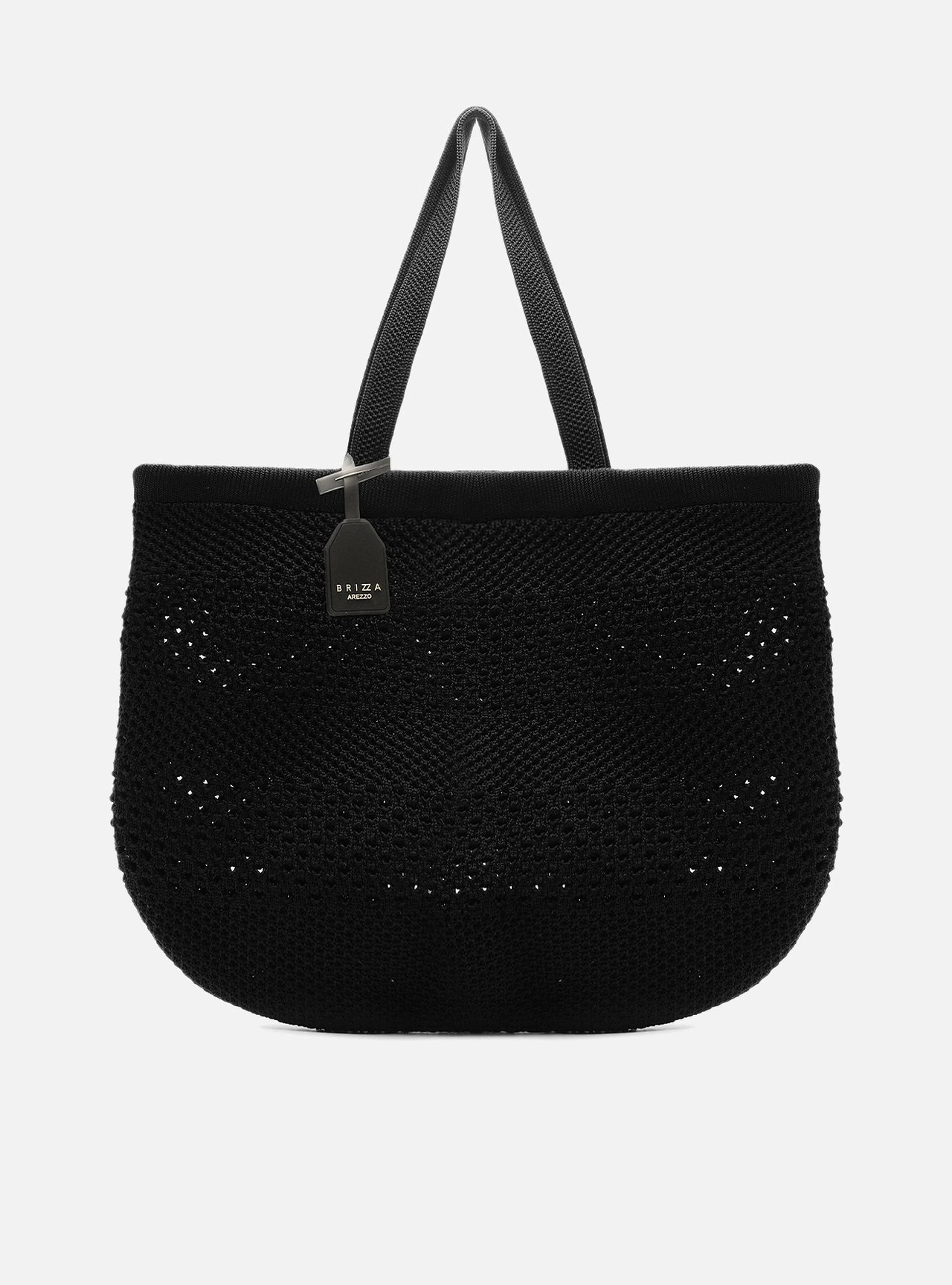 Bolsa Shopping Preta Crochê Grande Camille