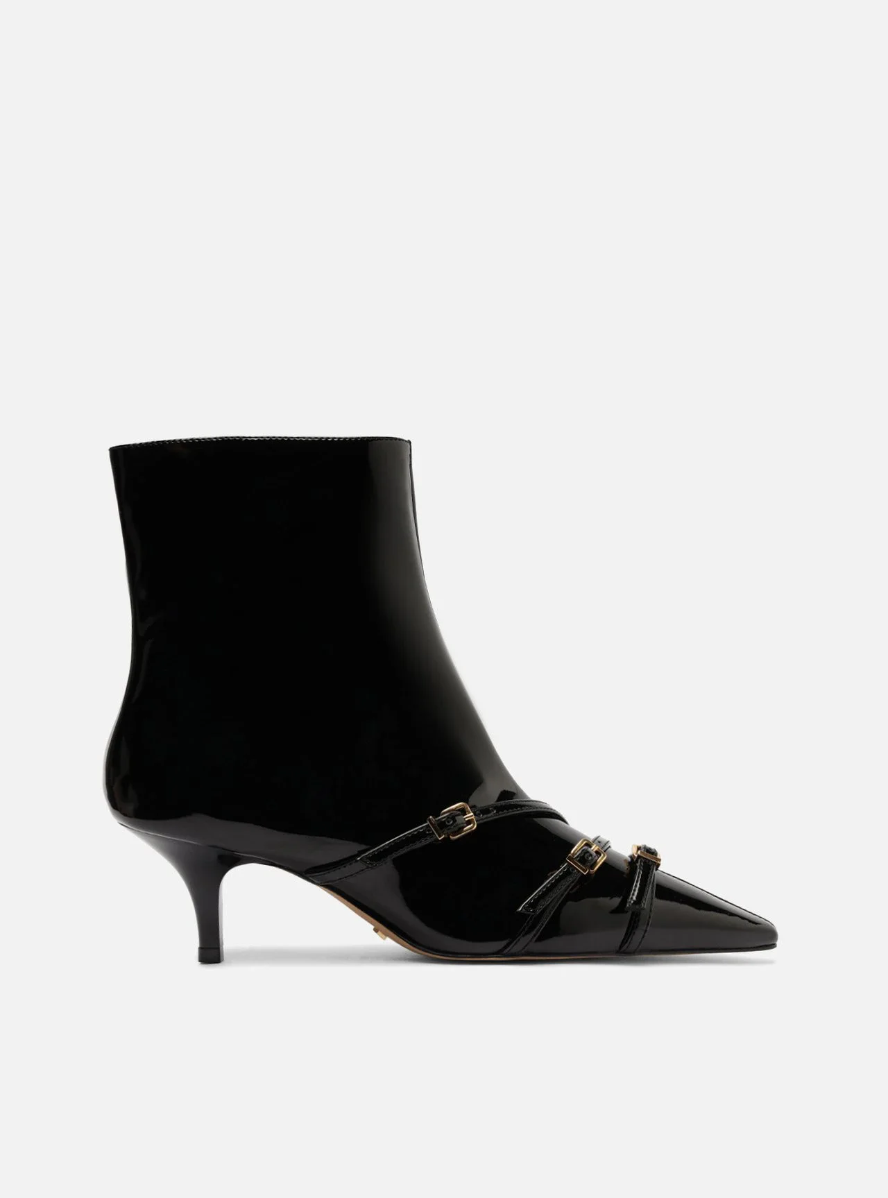 Bota Preto Verniz Cano Curto Salto Fino