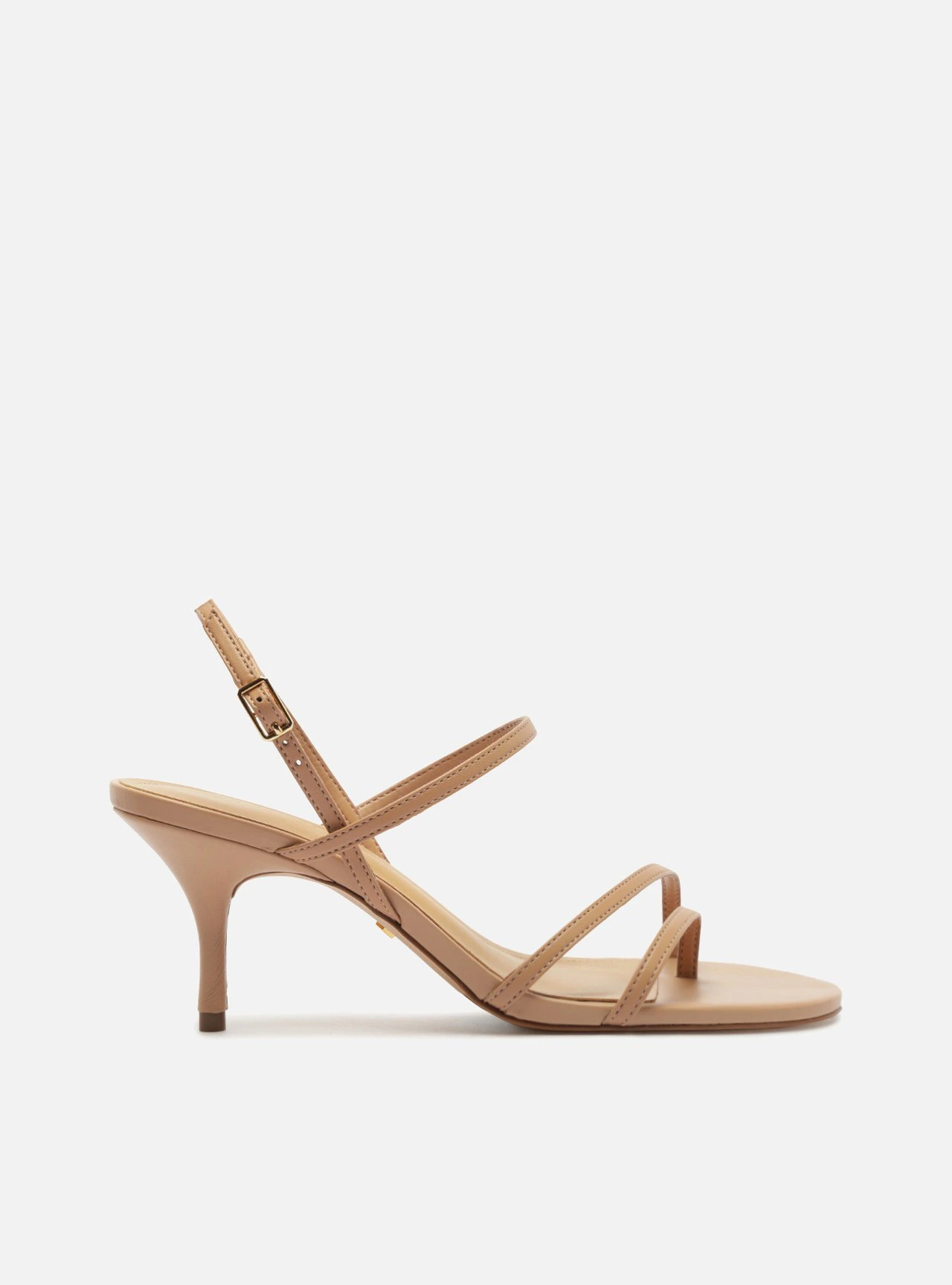 Sandália Nude Salto Fino Tiras