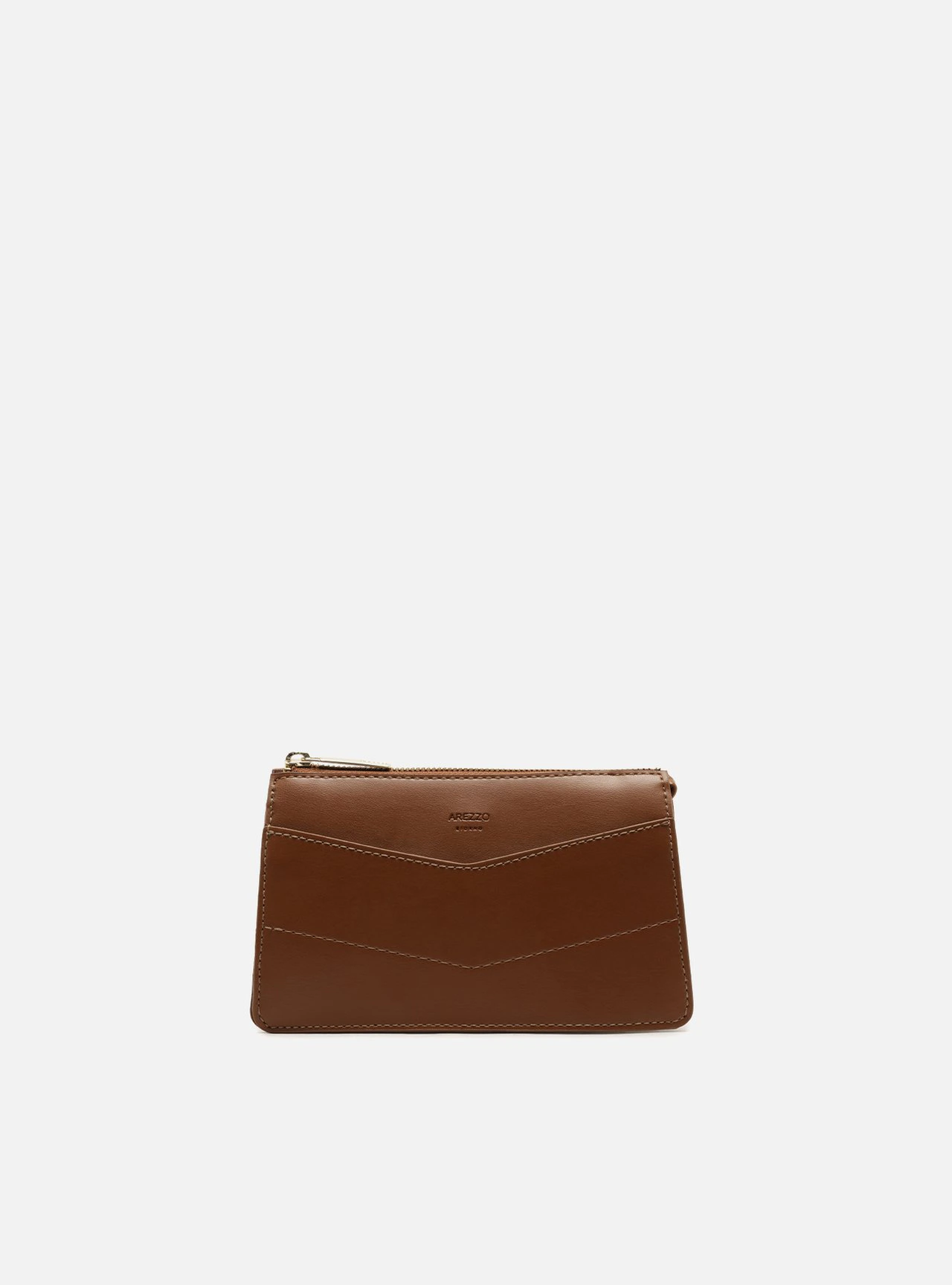 Bolsa Tiracolo Marrom Escuro Pequena Costuras