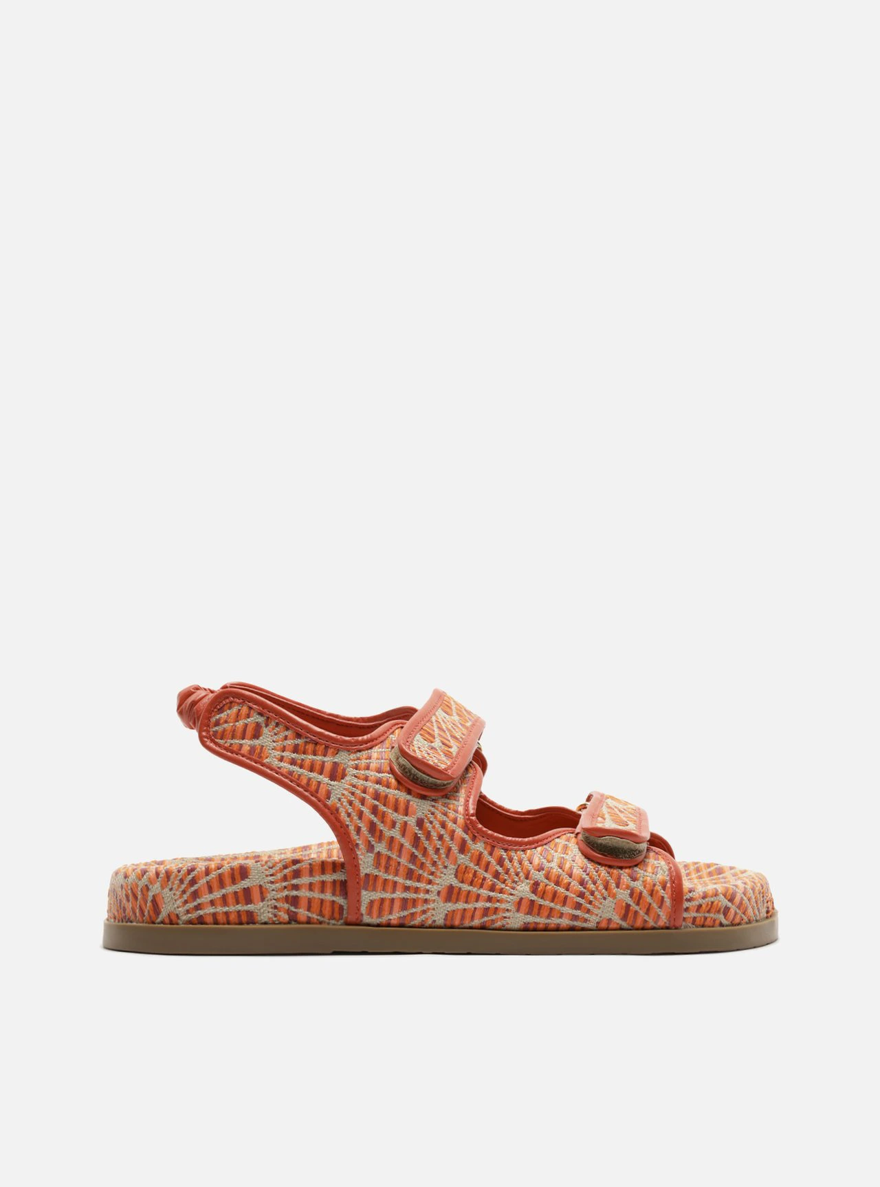 Sandália Papete Laranja Palha Flatform