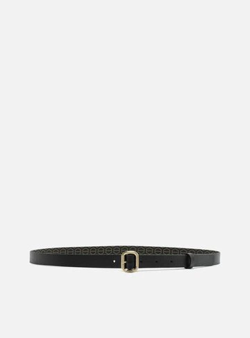 Cinto Preto Couro Liso Fino Fivela
