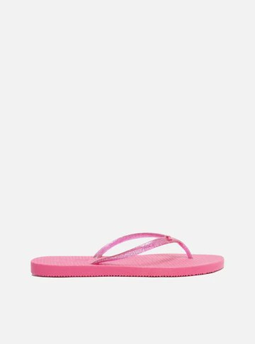 Chinelo de Dedo Rosa Tira Metalizada Brizza