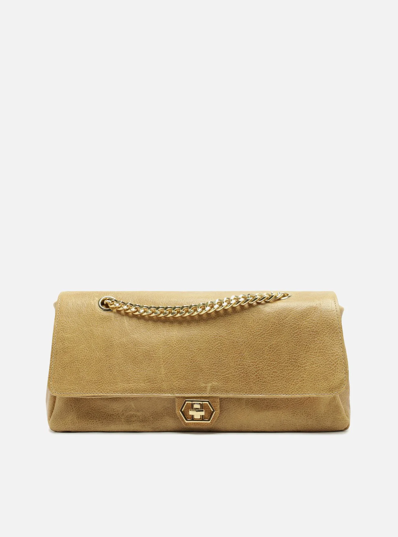 Bolsa Tiracolo Nude Couro Grande Croco Corrente