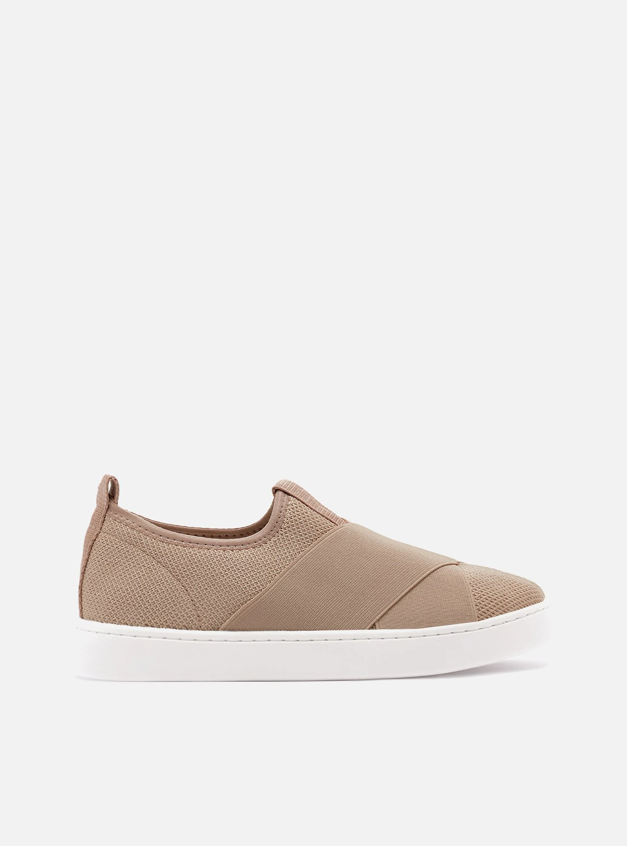 Tênis Slip On Nude Tecido Elásticos