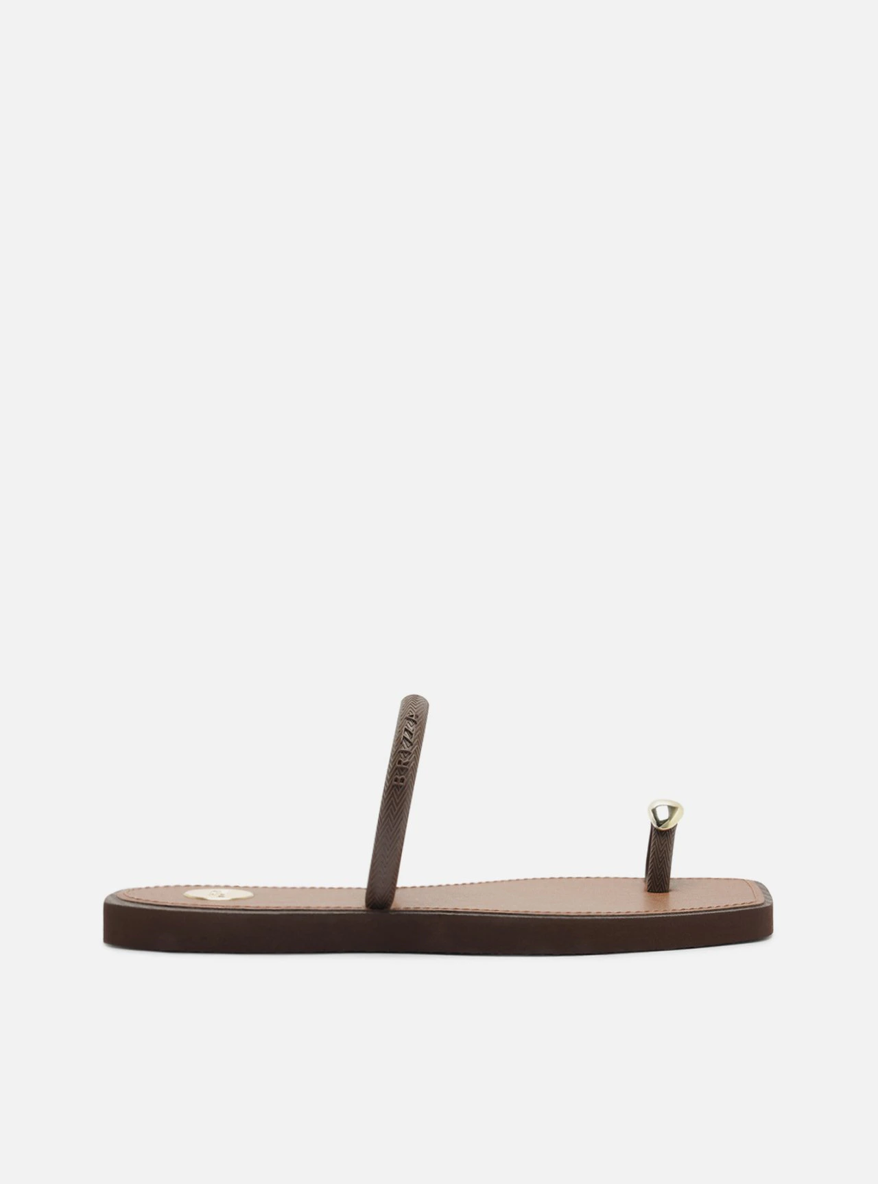 Chinelo de Dedo Marrom Metais Dourados Brizza