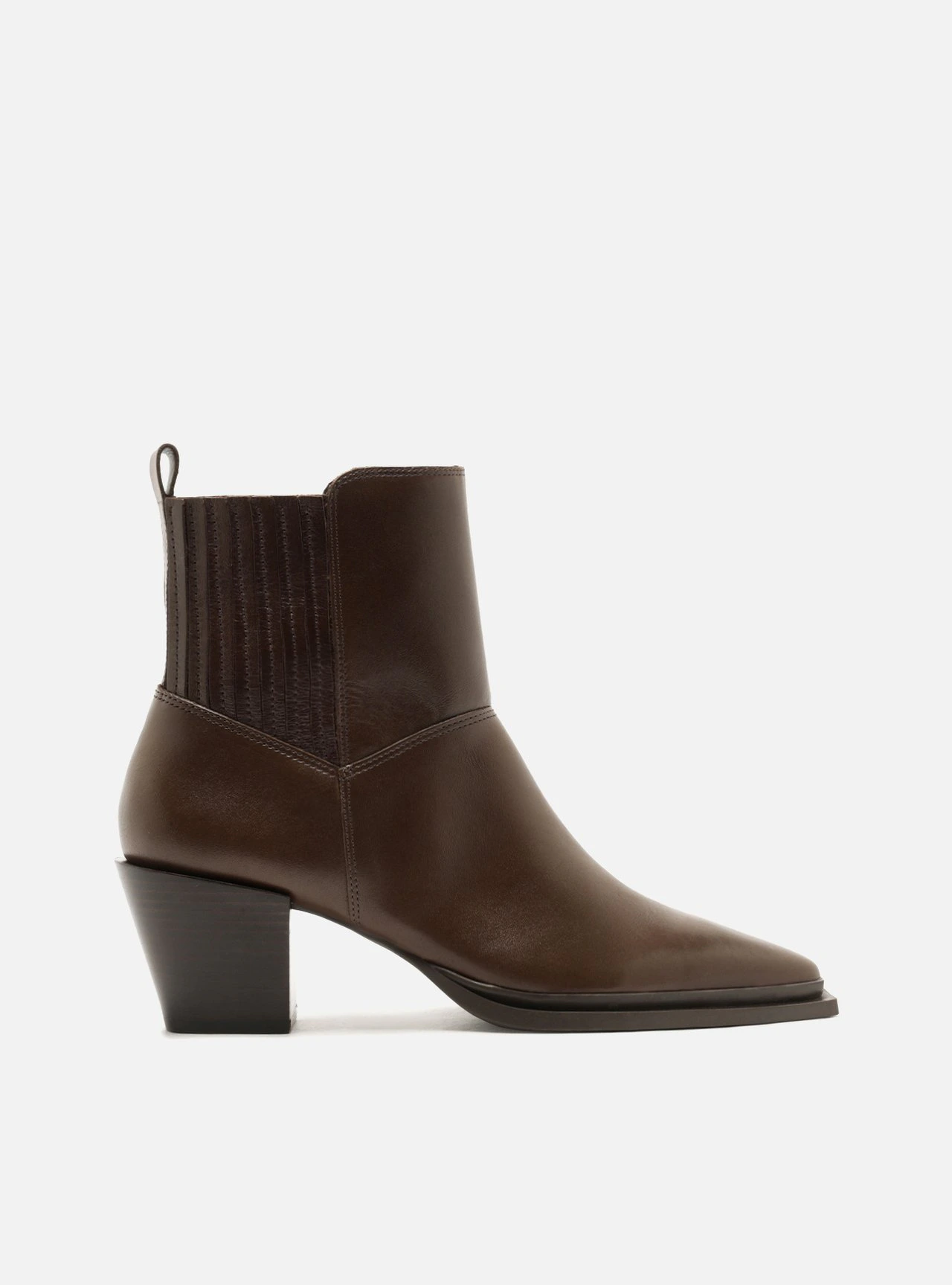 Bota New Cocoa Couro Cano Médio Salto Bloco