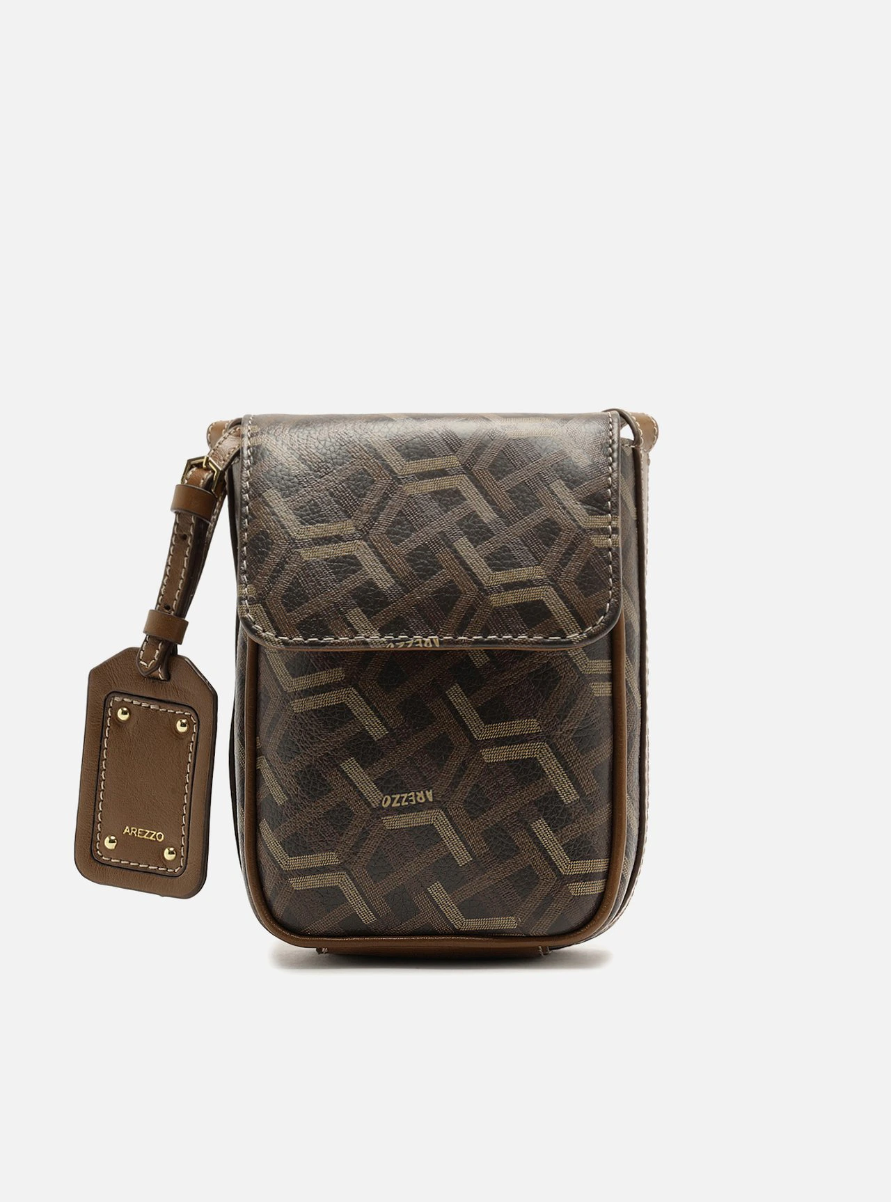 Bolsa Porta Celular Multineutra Couro Pequena Monograma