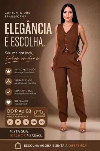Conjunto Skinny Alfaiataria Calça Colete Social P A Pluzsize