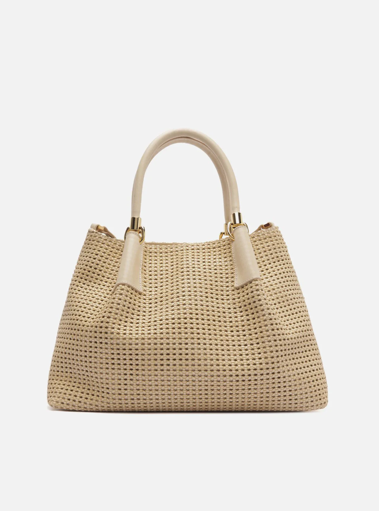 Bolsa Tote Off-White Couro Tramada Grande