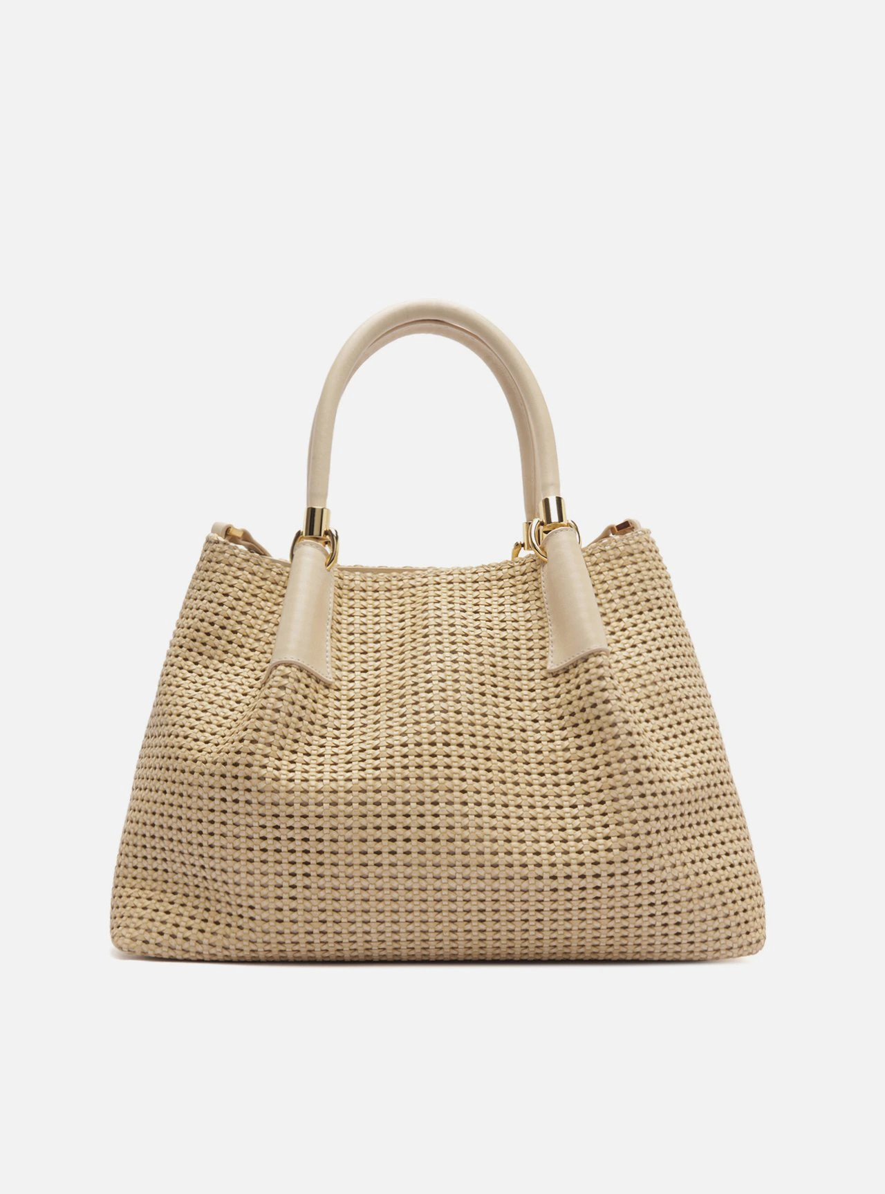 Bolsa Tote Off-White Couro Tramada Grande