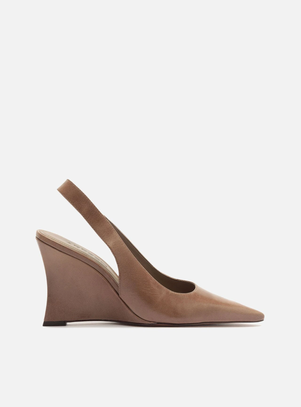 Scarpin Cinza Couro Anabela Slingback