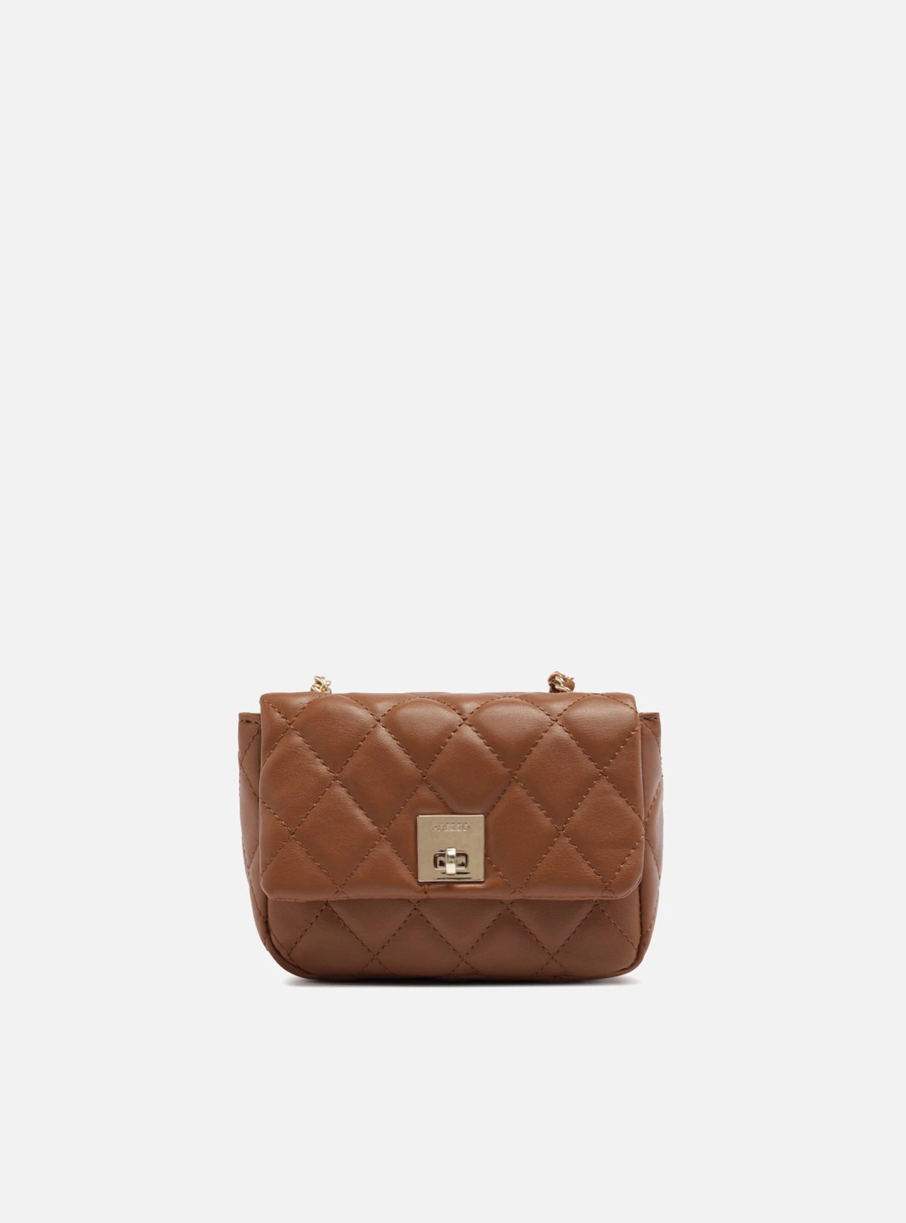 Bolsa Tiracolo Marrom Pequena Matelassê Corrente Dourada