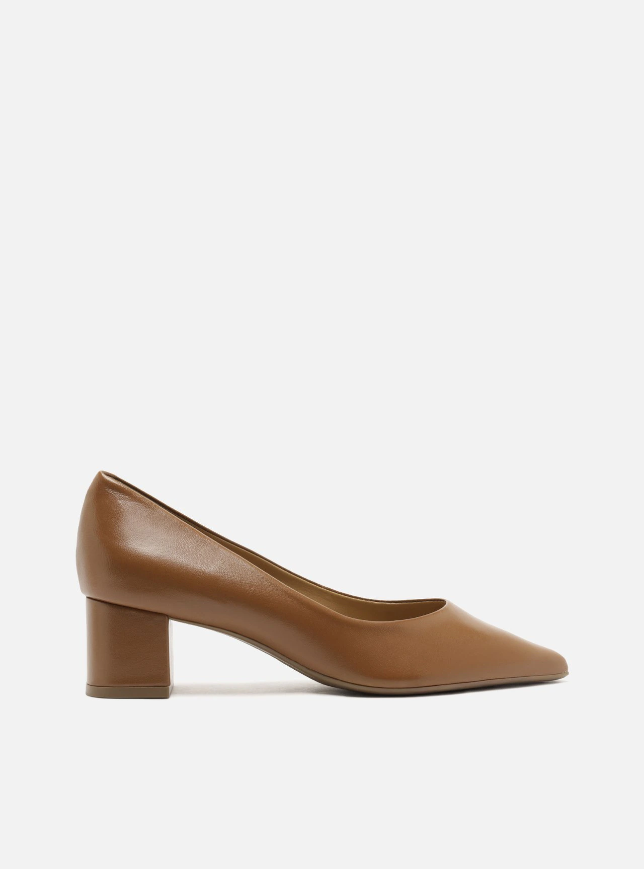 Scarpin Marrom Couro Salto Bloco