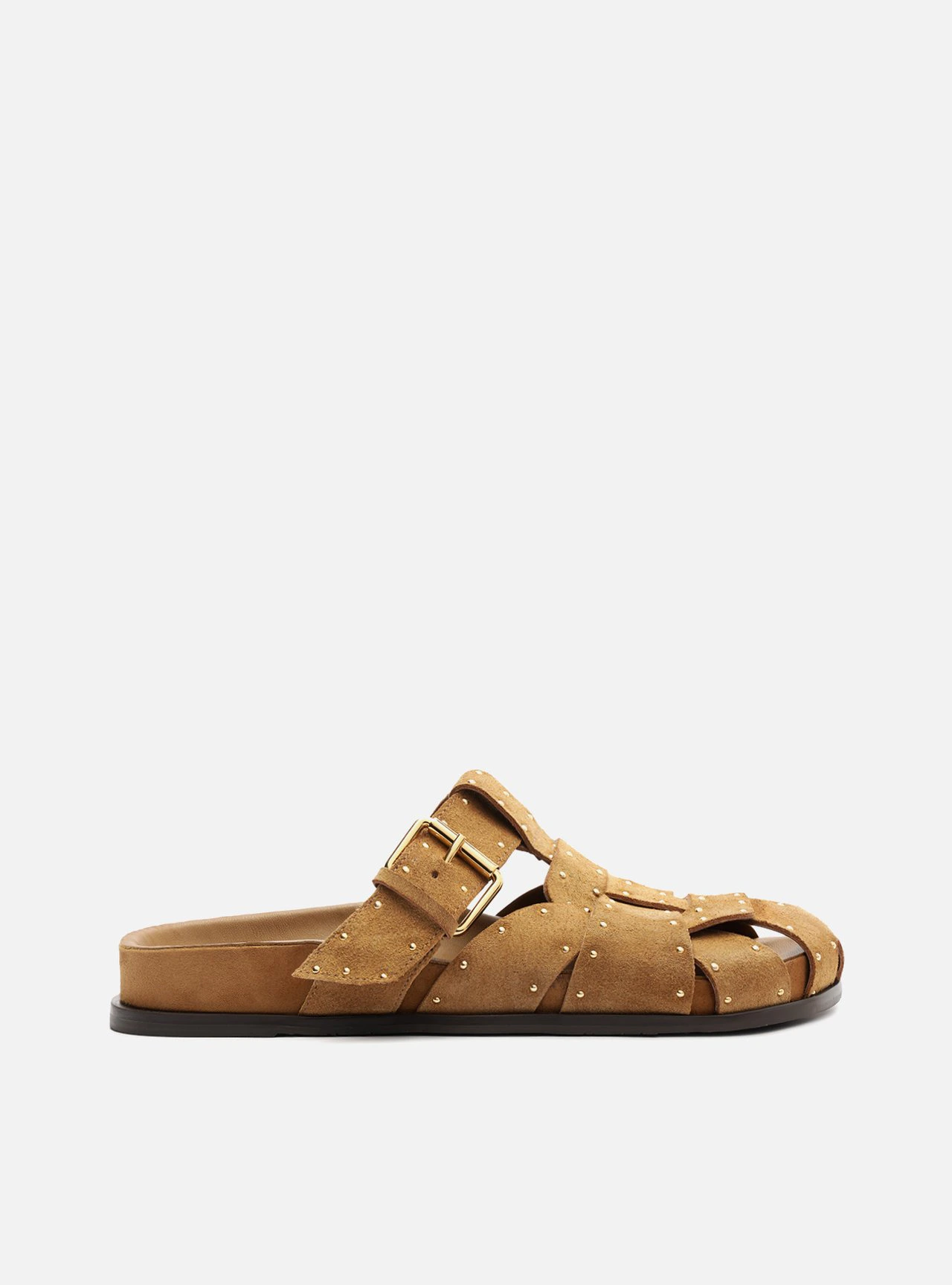 Mule Bico Redondo Tachas Douradas