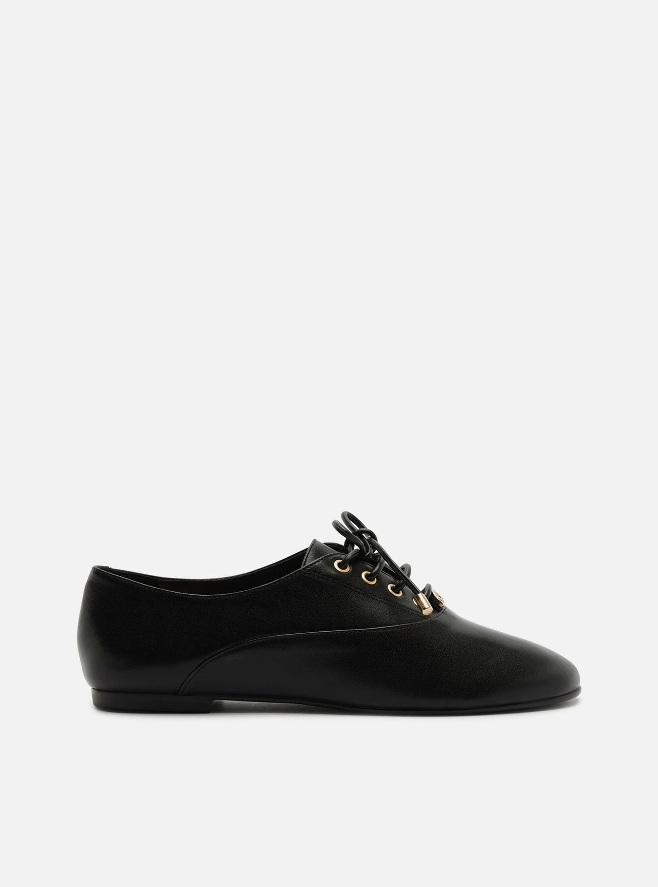 Mocassim Preto Bico Redondo Metais
