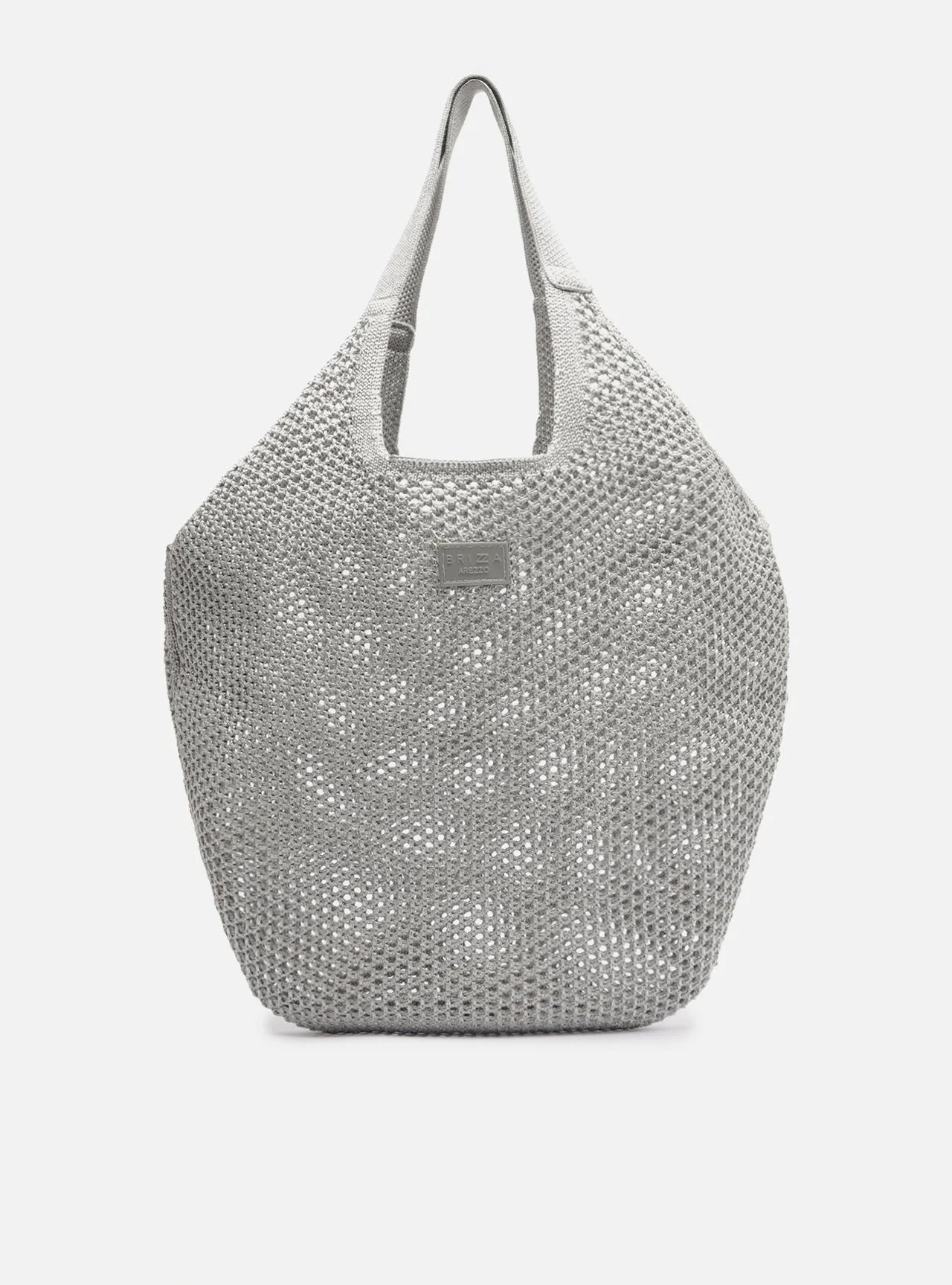 Bolsa Shopping Prata Crochê Mayra Glam Grande