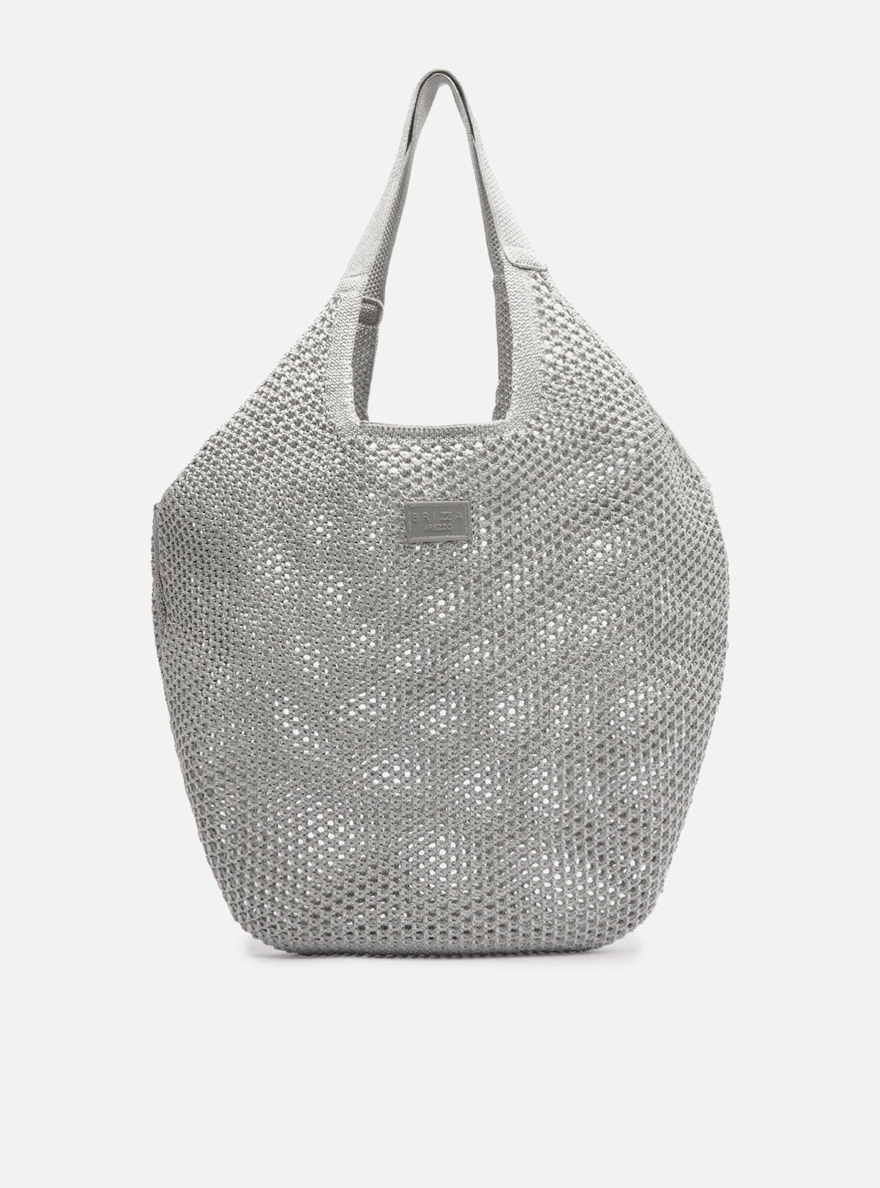 Bolsa Shopping Prata Crochê Mayra Glam Grande