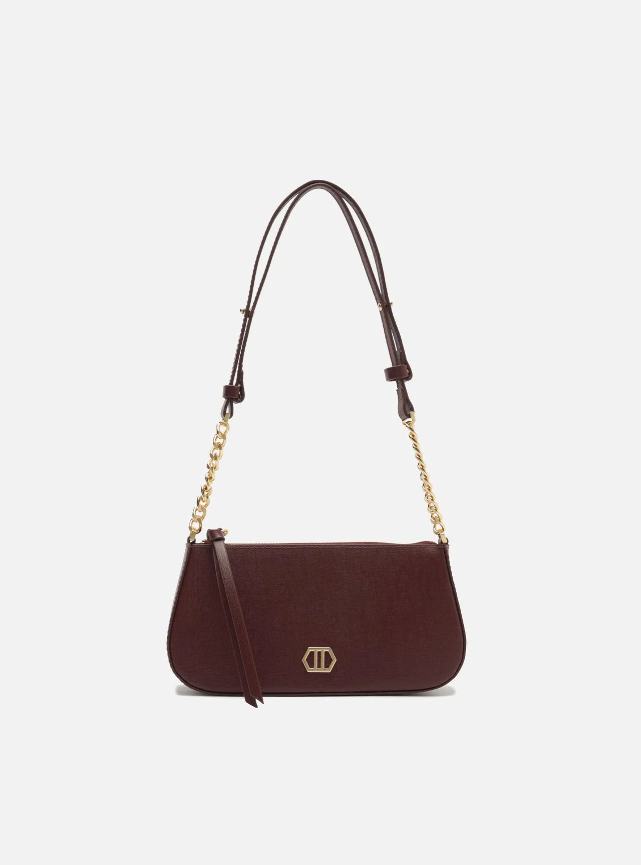 Bolsa Tiracolo Bordô Couro Pequena Corrente