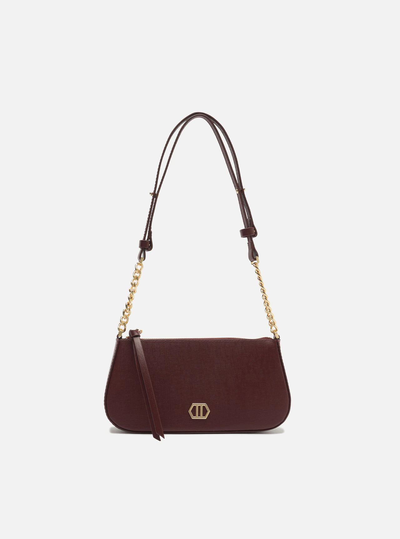 Bolsa Tiracolo Bordô Couro Pequena Corrente