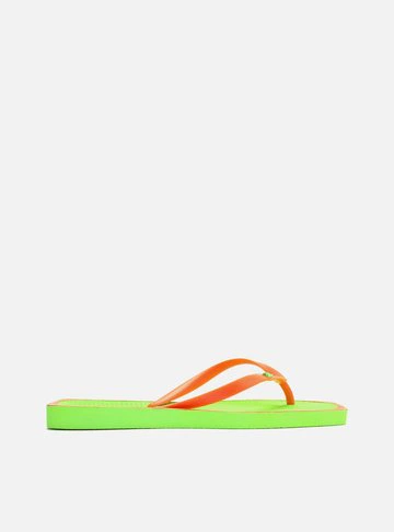 Chinelo de Dedo Verde com Tiras Laranja Brizza
