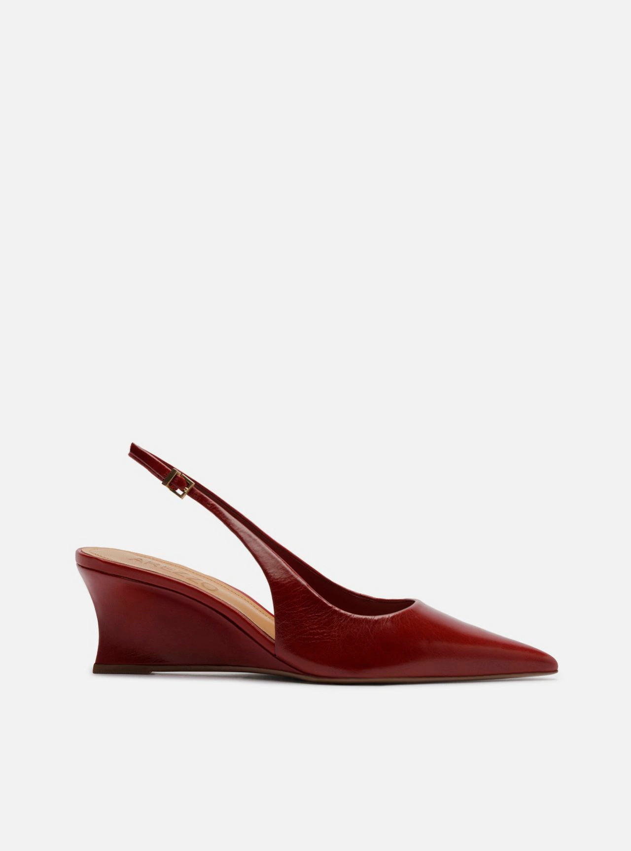 Scarpin Vermelho Couro Anabela Slingback