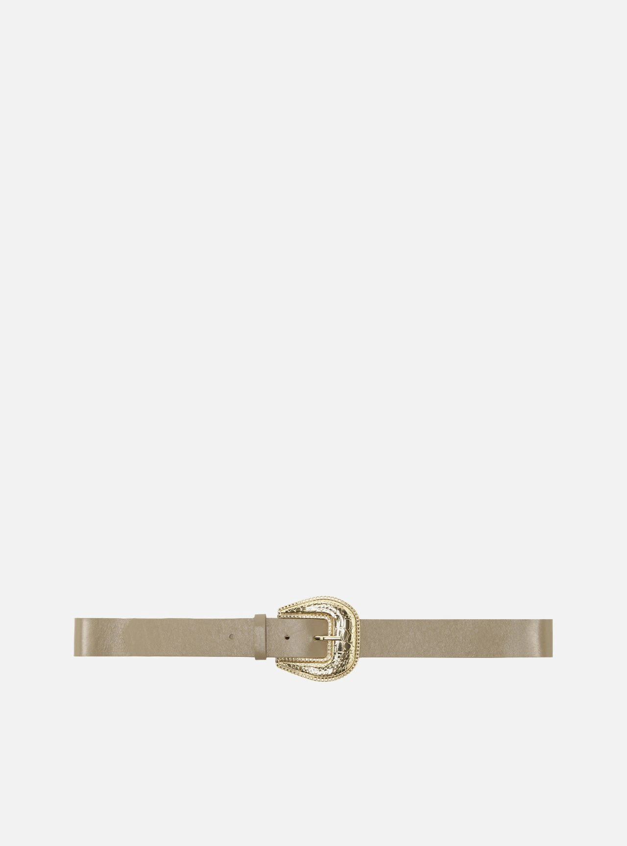 Cinto Cinza Couro Fivela Dourada Croco