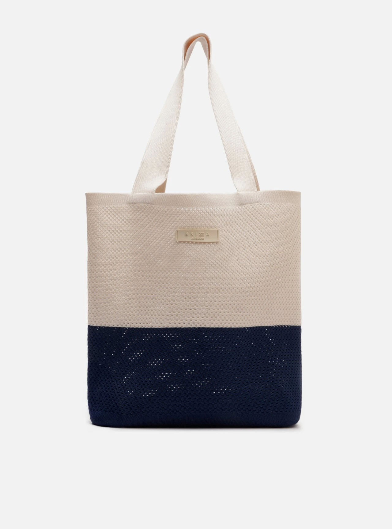 Bolsa Shopping Marinho Duo Crochê Média Brizza