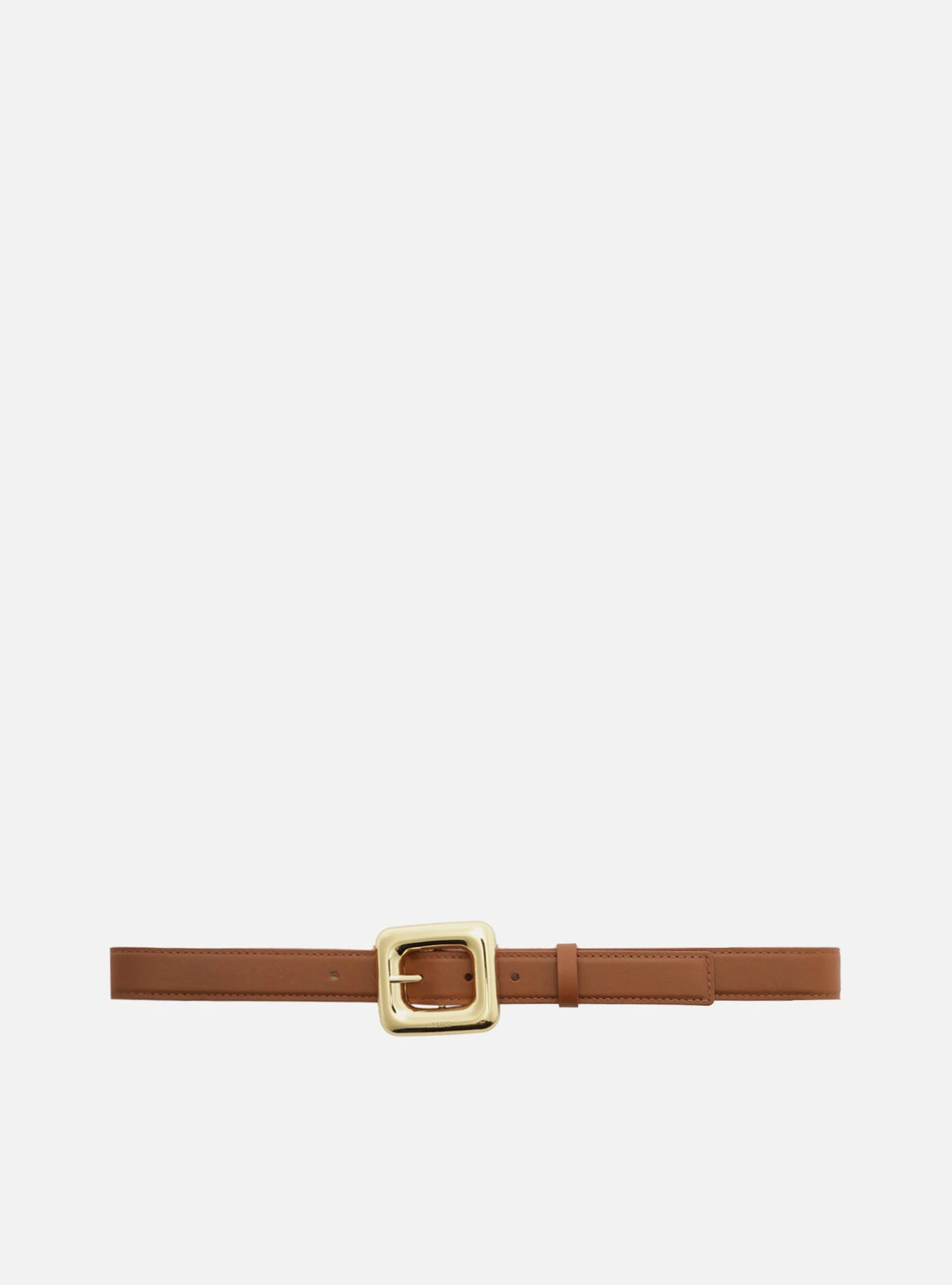 Cinto Marrom Couro Médio Maxi Fivela Quadrada