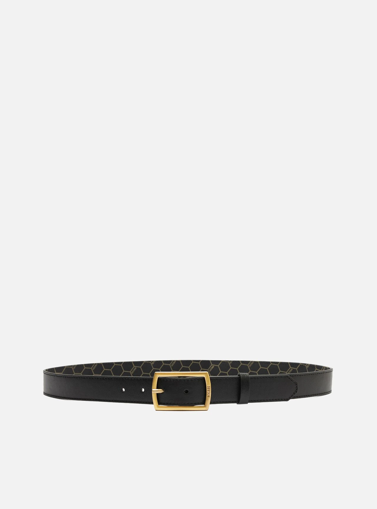 Cinto Preto Couro Fivela Retangular