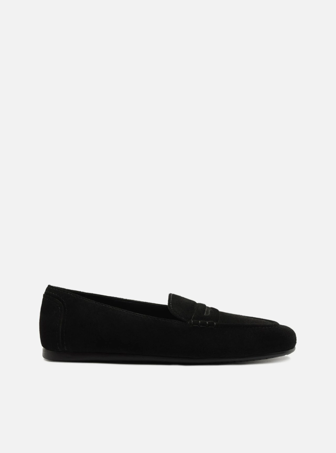 Mocassim Preto Acamurçado Bico Redondo