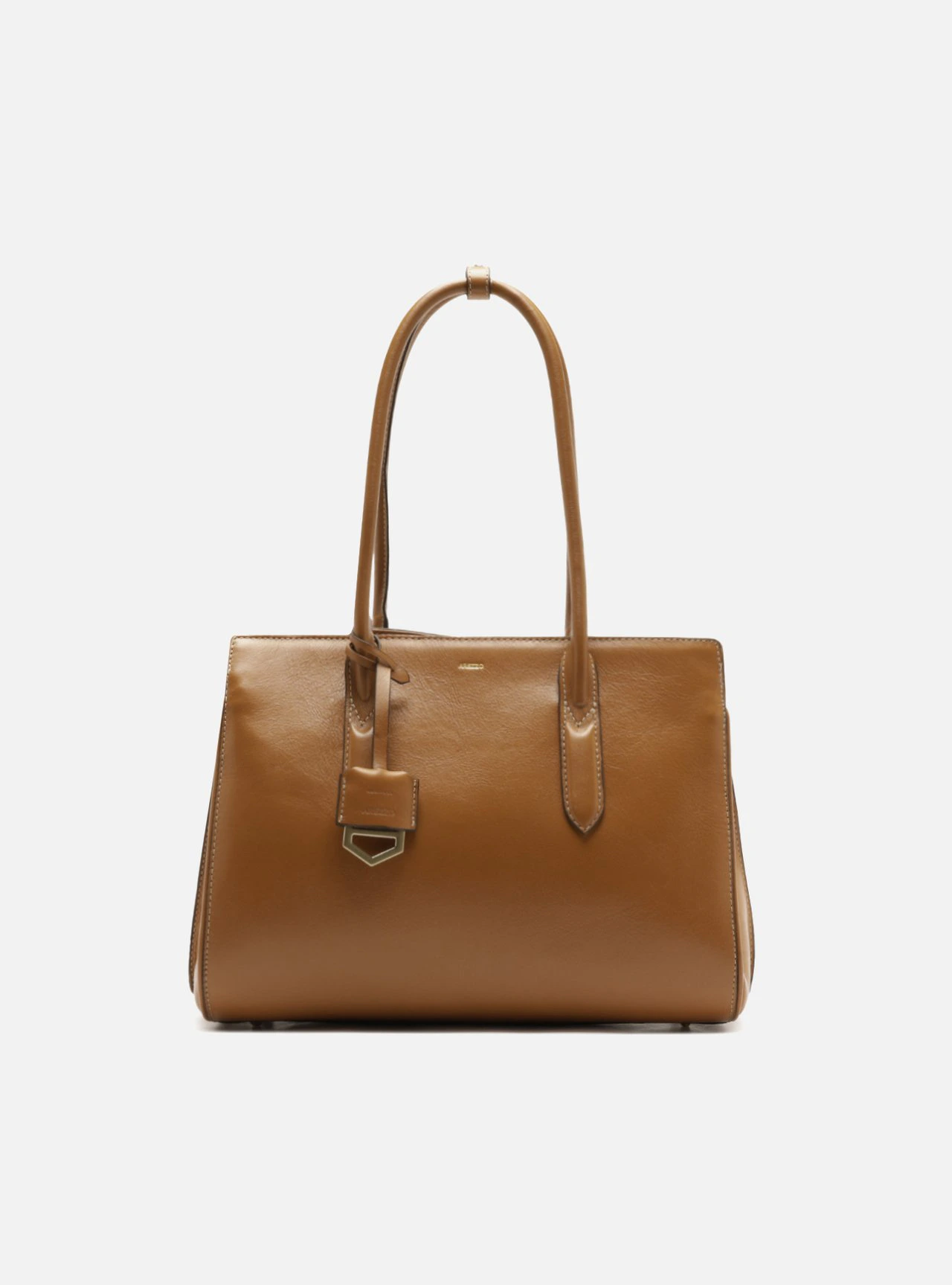 Bolsa Tote Marrom Couro Média Metais