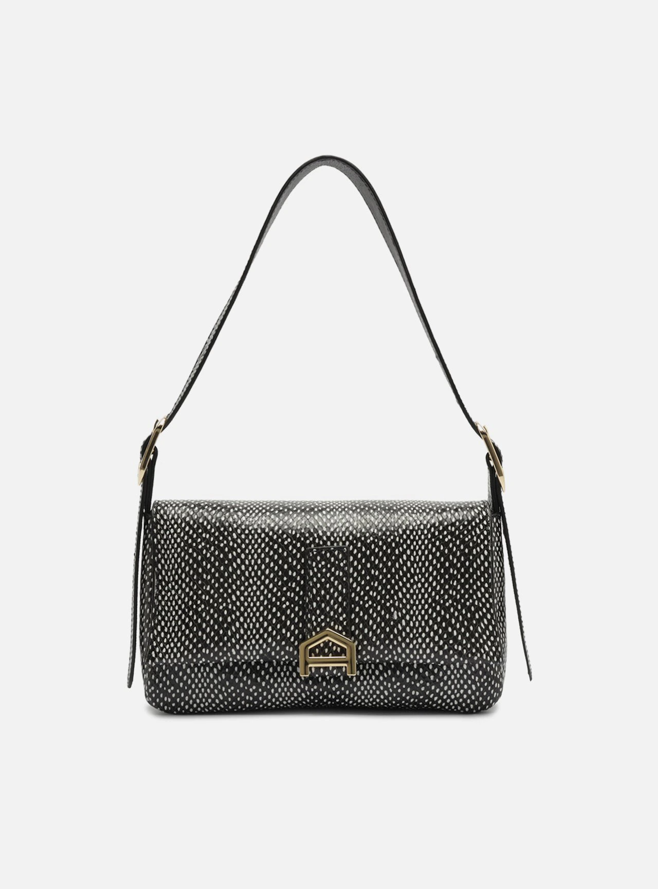 Bolsa Tiracolo Animal Print Couro Média Metais