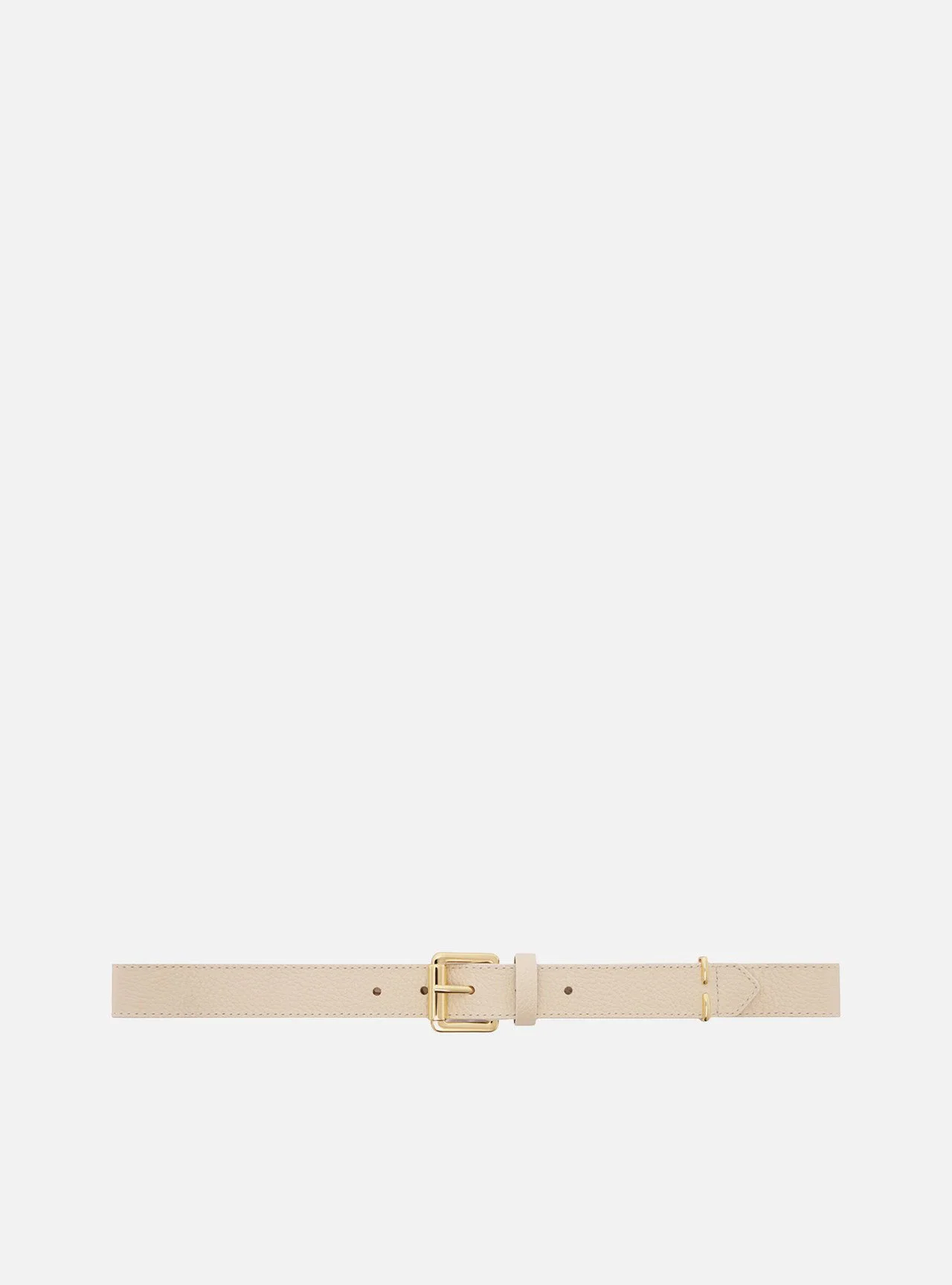Cinto Off White Couro Médio Detalhe Metal
