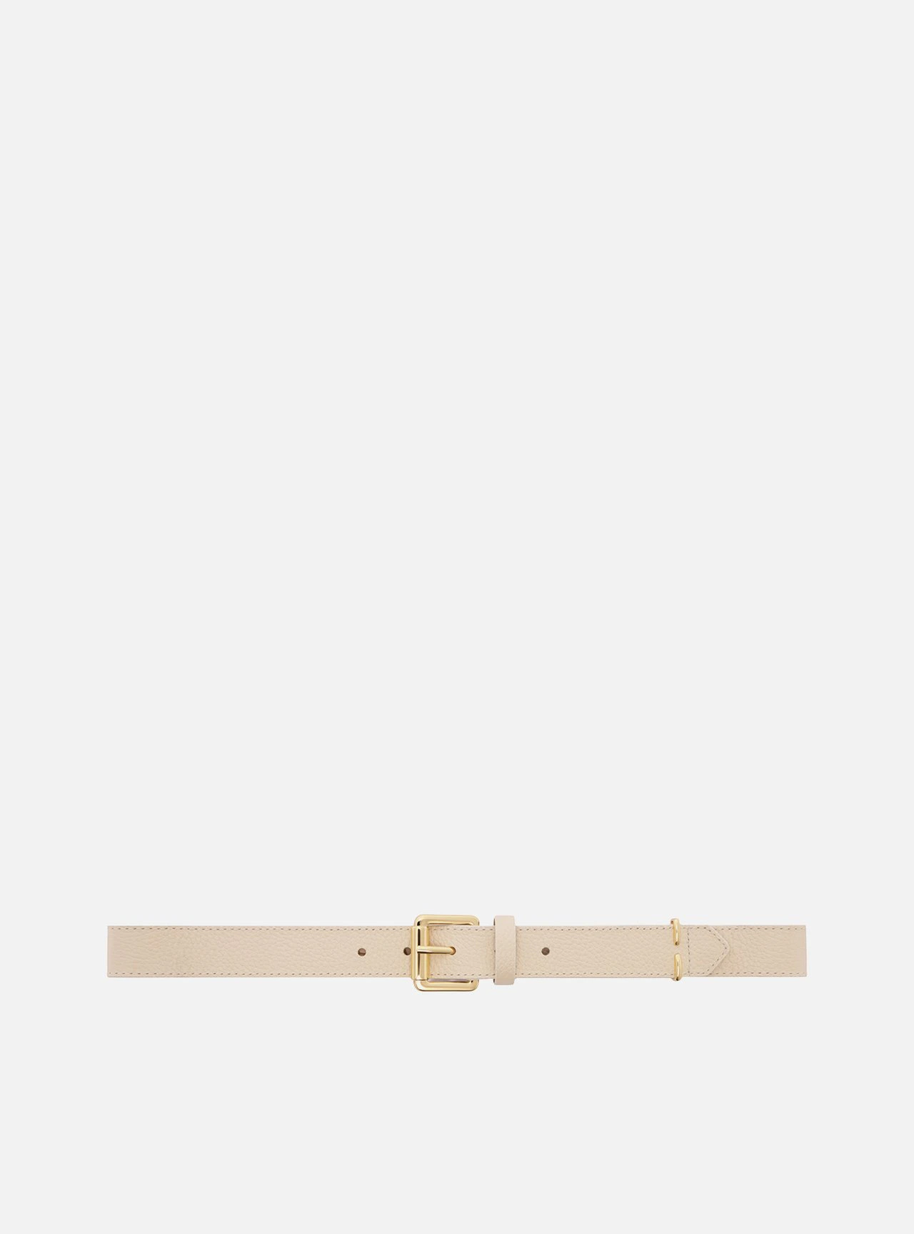 Cinto Off White Couro Médio Detalhe Metal