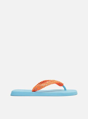 Chinelo de Dedo Azul Macramê Artesanal Brizza Fun