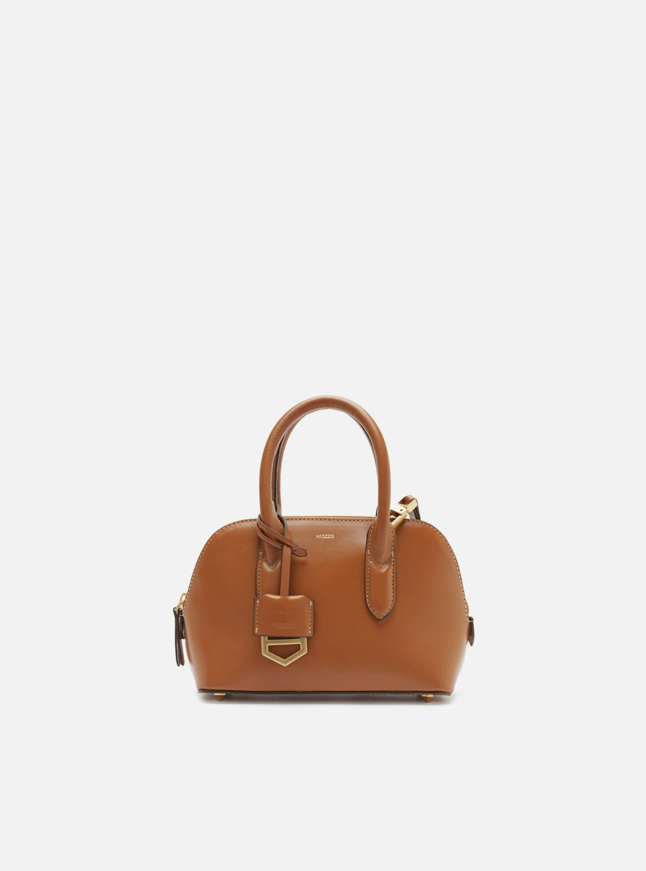 Bolsa Tiracolo Marrom Couro Pequena Metais Dourados