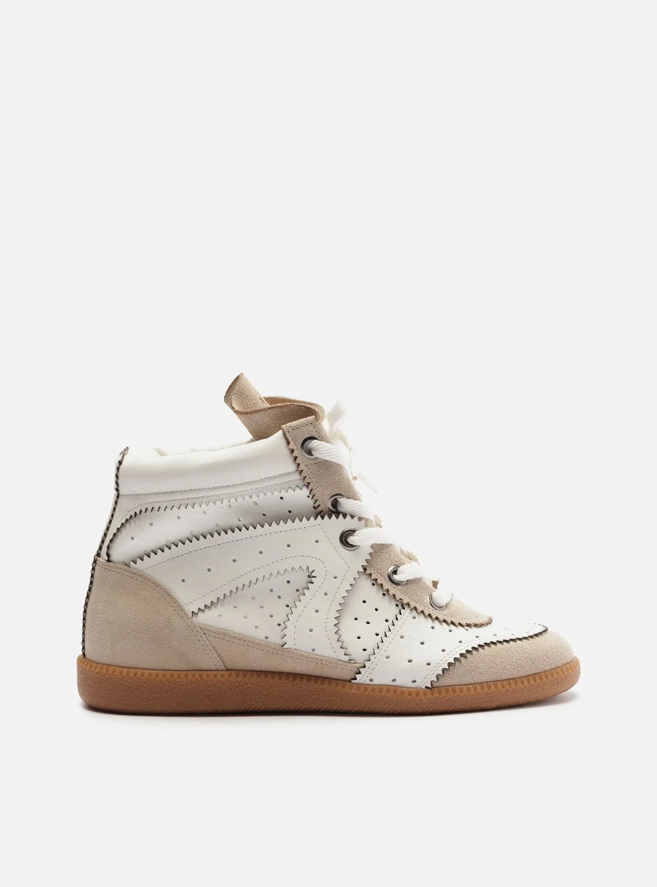 Tênis Sneaker Branco Couro Cano Médio Amarração
