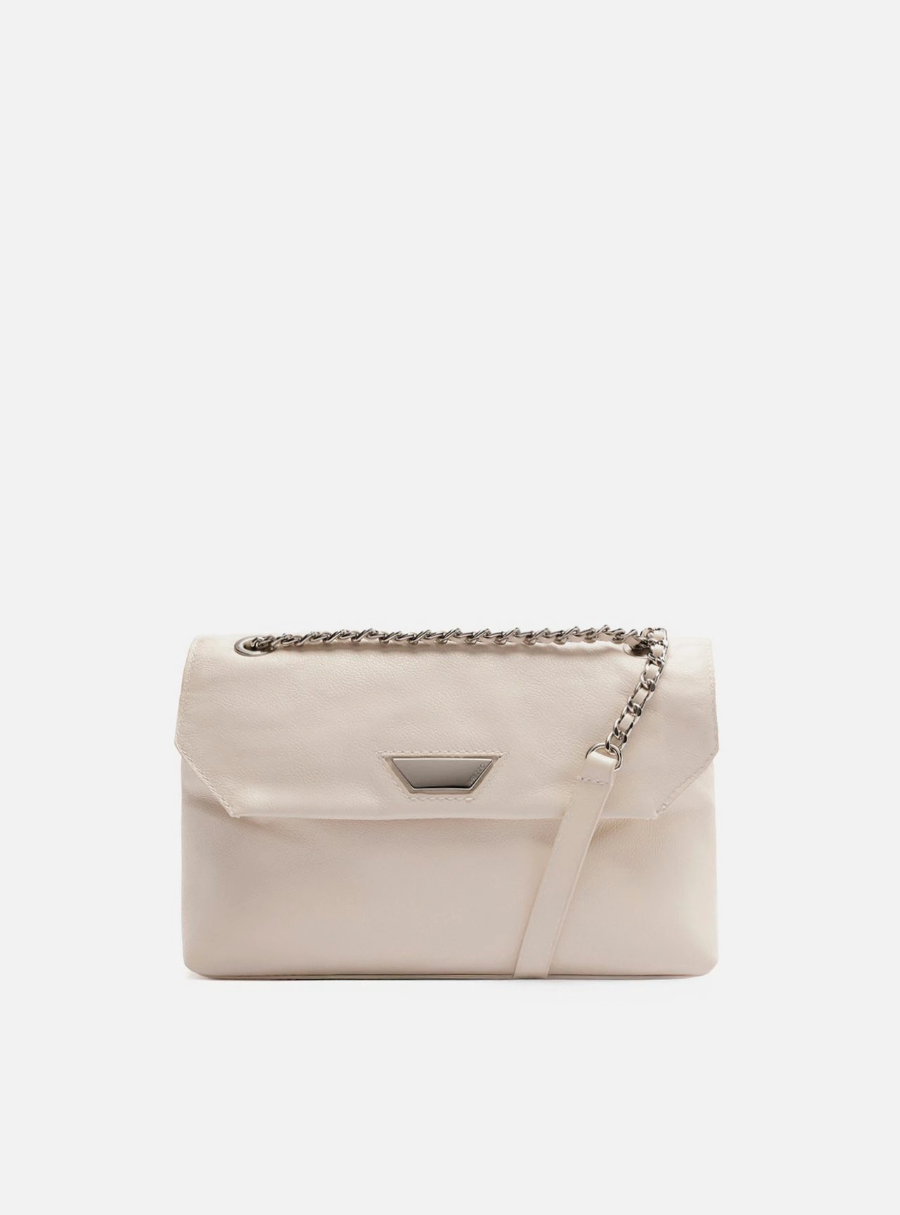 Bolsa Tiracolo Off White Couro Média Metal