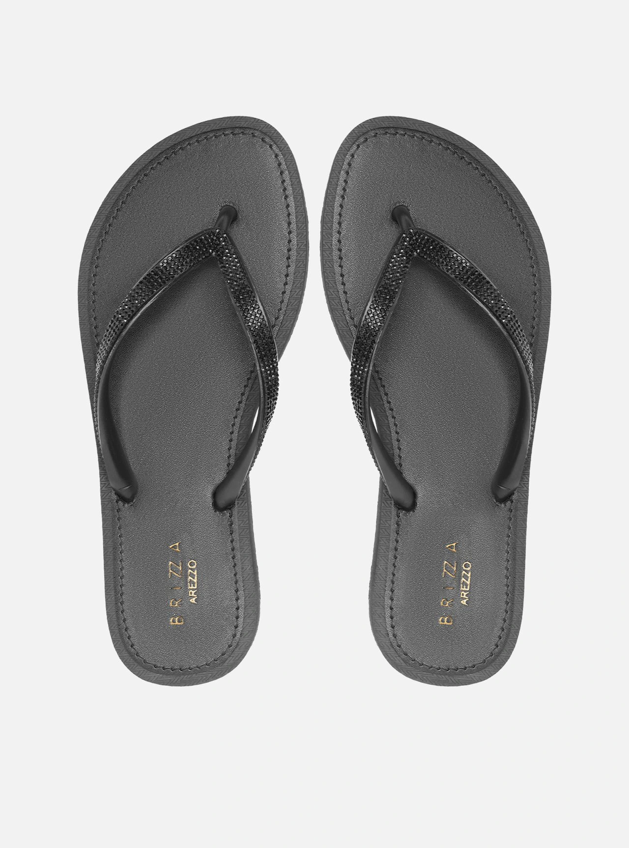 Chinelo de Dedo Preto Strass Brizza