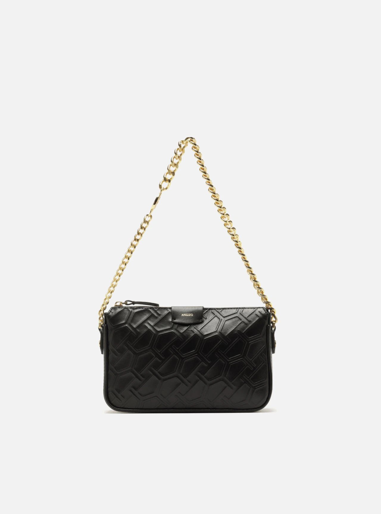 Bolsa Tiracolo Preta Couro Pequena Corrente