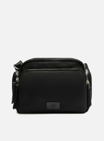 Bolsa Tiracolo Preta Nylon Média Bolso