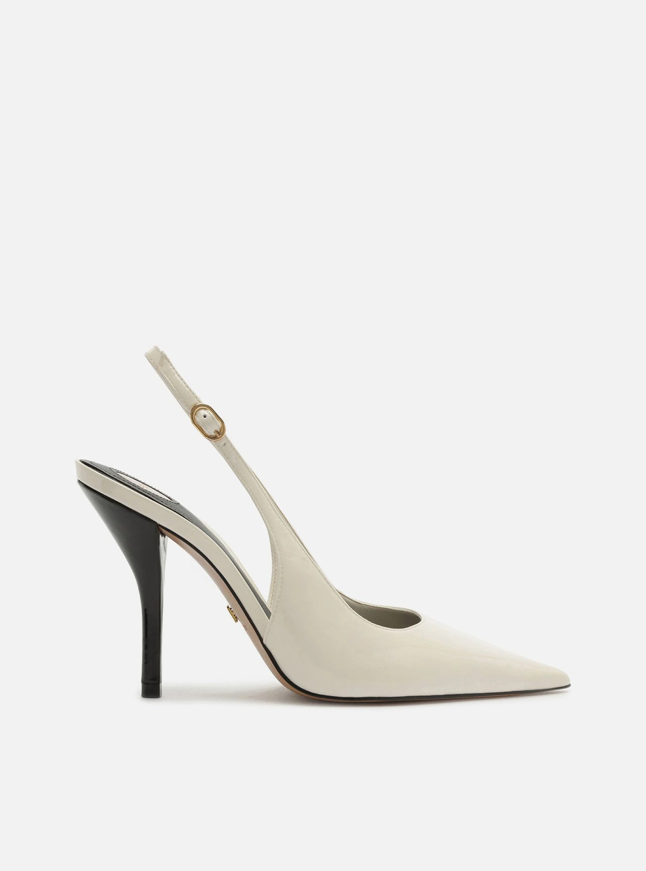 Scarpin Branco Salto Fino Fivela Slingback